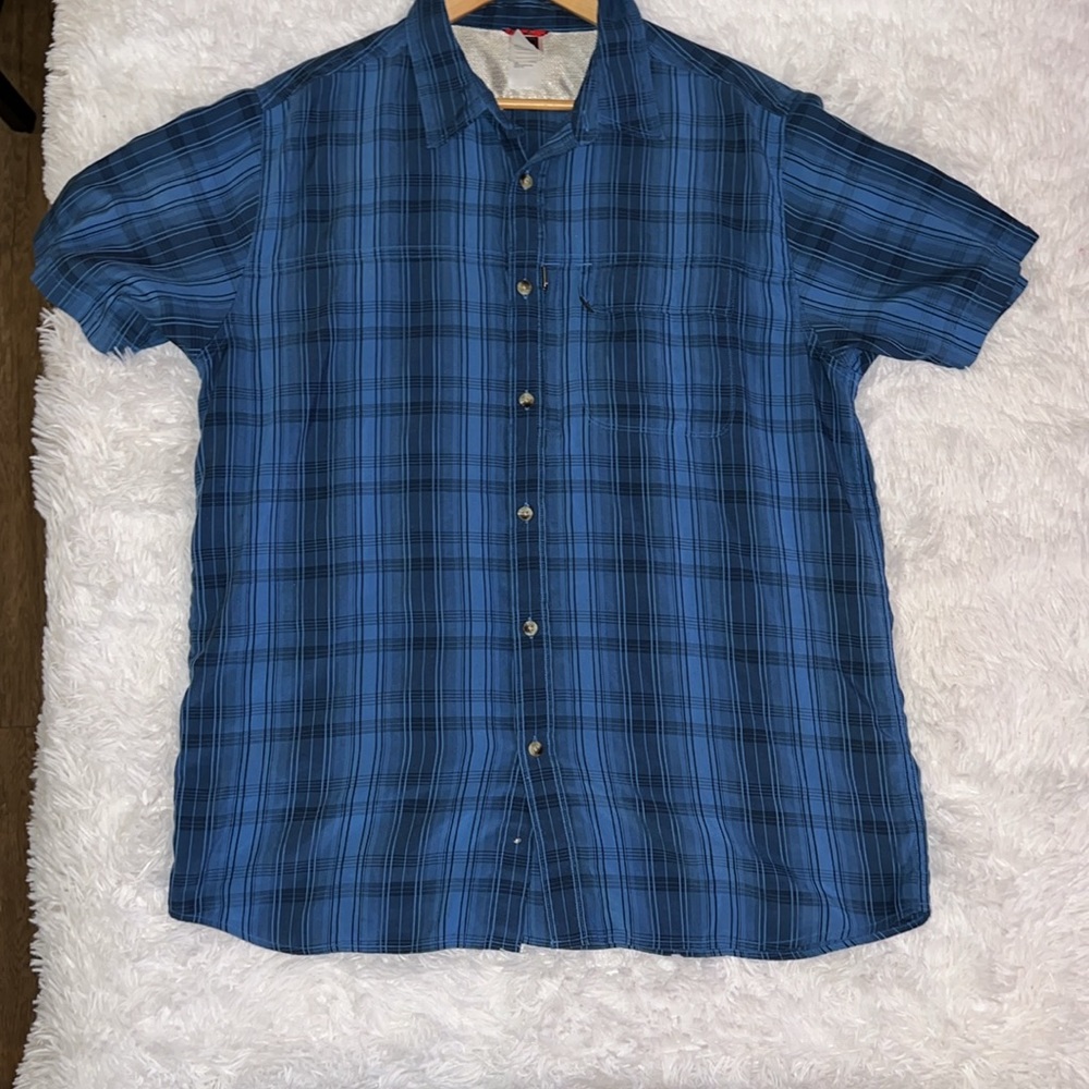 The North Face Blue Plaid Casual Button Down Shirt